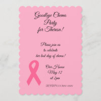 Invitaciones rosadas del fiesta de Chemo de la