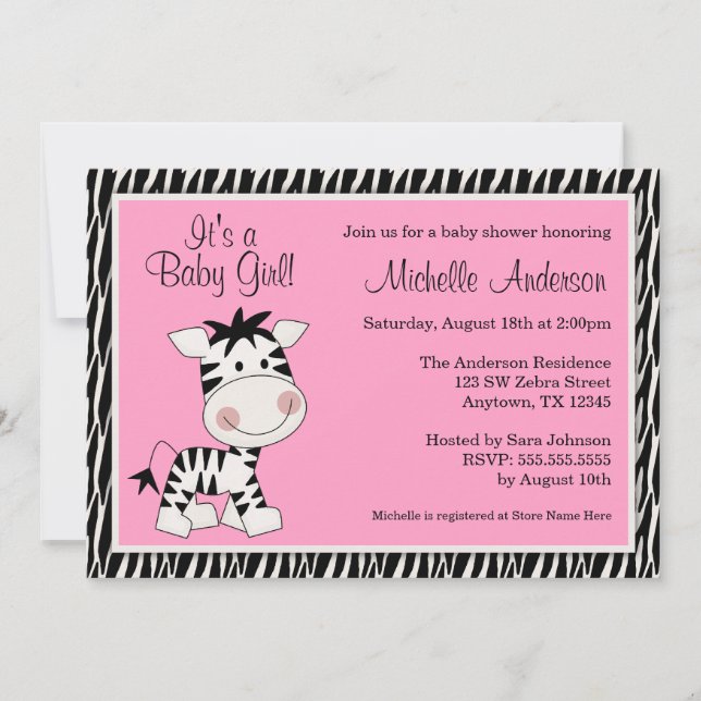 Invitaciones rosadas lindas de Baby Shower de la (Anverso)