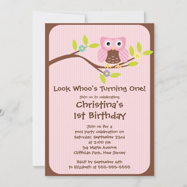 Invitaciones rosadas lindas de la fiesta de (Anverso)