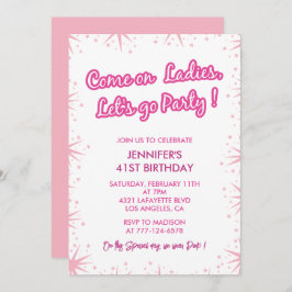 Invitaciones rosadas para el 41º cumpleaños Chica