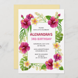 Invitaciones rosadas para el tercer cumpleaños del