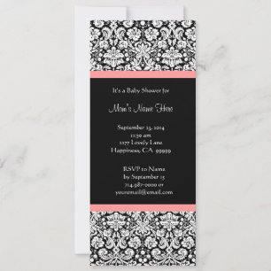 Invitaciones rosadas y negras de Baby Shower del