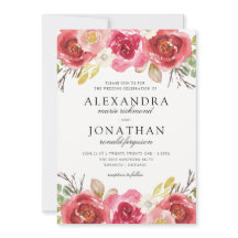 Invitaciones rosadas y rojas modernas de la boda