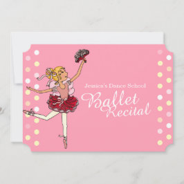 Invitaciones rosas de bailarina de bailes de recit