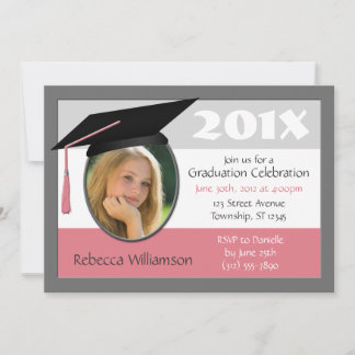 Invitaciones rosas de foto de tapón y tacón de gra
