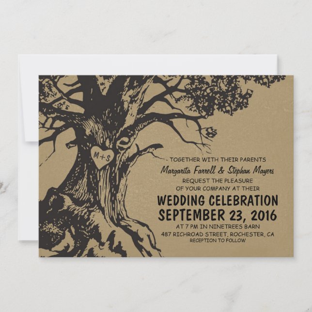 Invitaciones rusas a bodas de robles antiguos (Anverso)