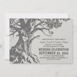 Invitaciones rusas a bodas grises de roble antiguo