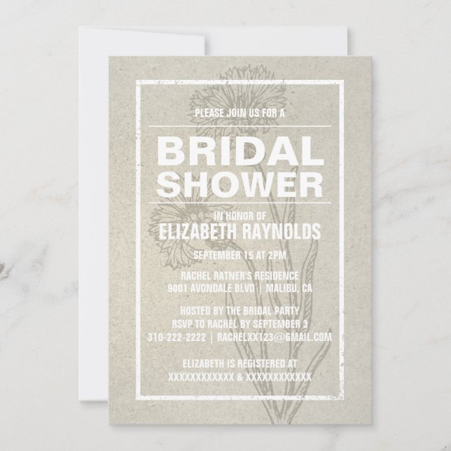 Invitaciones rusas a ducha de novias de marfil (Anverso)