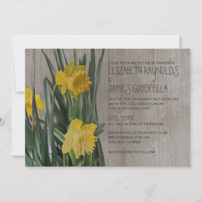 Invitaciones rusas a la boda de daffodils (Anverso)