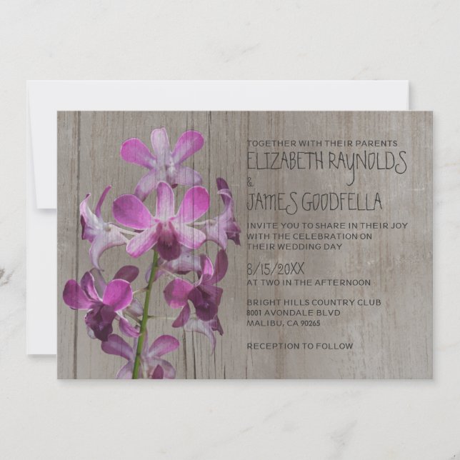 Invitaciones rusas a la boda de orquídeas (Anverso)