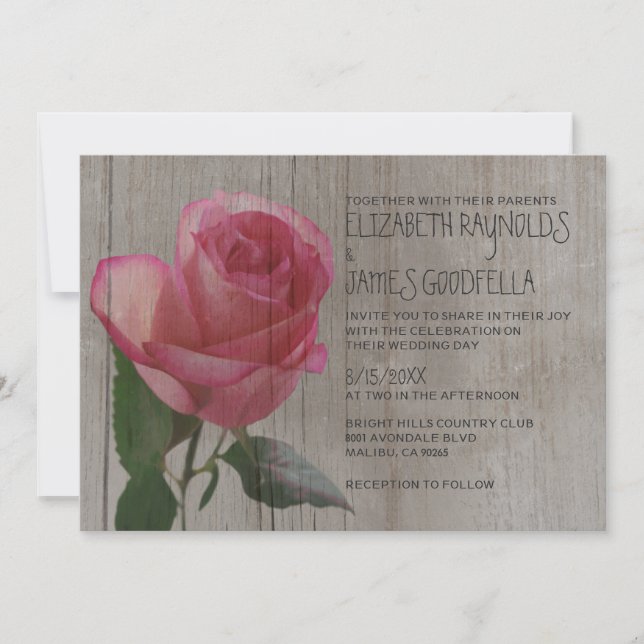 Invitaciones rusas a la boda Rosa (Anverso)