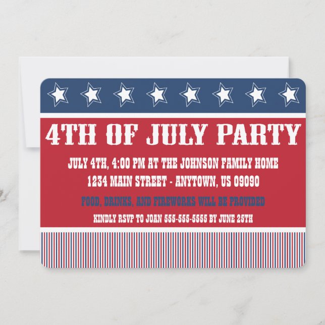 Invitaciones Rusas Del 4 De Julio Al Partido (Anverso)