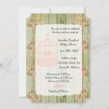 Invitaciones rusticas a bodas de aves florales