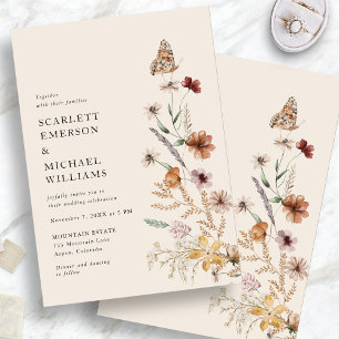 Invitaciones rusticas a bodas florales de boho