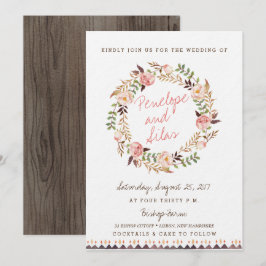 Invitaciones rusticas a bodas florales de boho