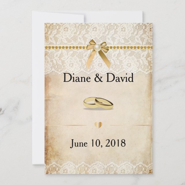 Invitaciones rusticas a Burlap y a la boda de enca (Anverso)