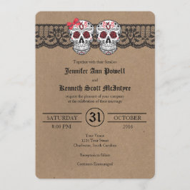 Invitaciones rusticas a casamiento de cráneo de kr