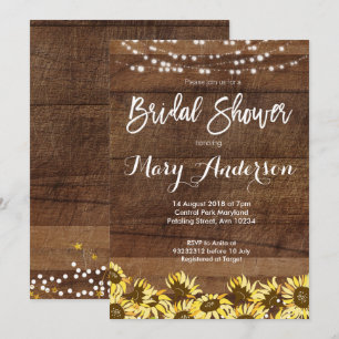 Invitaciones rusticas a ducha de novias de madera