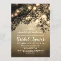 Invitaciones rusticas a ducha de novias en árboles