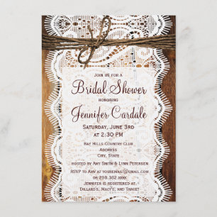 Invitaciones rusticas a ducha de novias en el camp