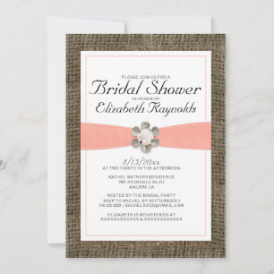 Invitaciones rusticas a ducha de novias en encaje