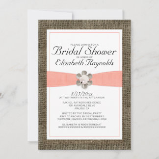Invitaciones rusticas a ducha de novias en encaje