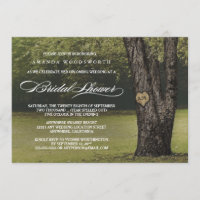 Invitaciones rusticas a ducha de novias en roble