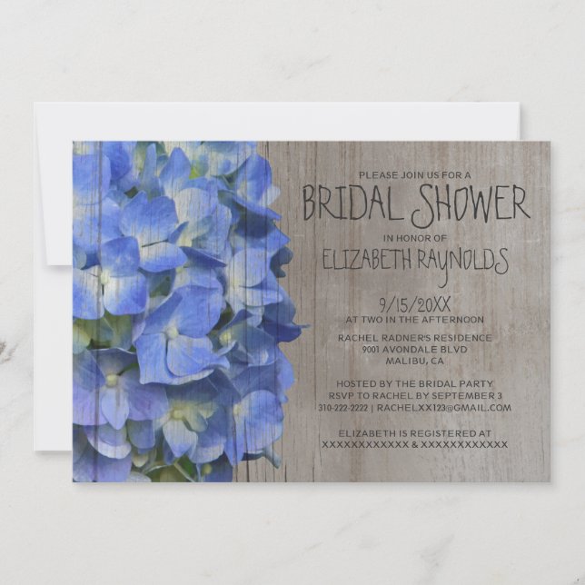 Invitaciones rusticas a duchas nupciales (Anverso)