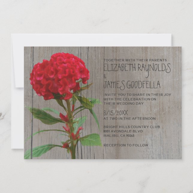 Invitaciones rusticas a la boda (Anverso)