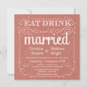 Invitaciones rusticas a la boda de Apricot Burlap
