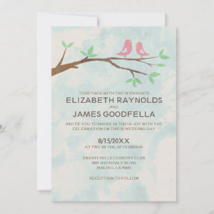 Invitaciones rusticas a la boda de aves rojas
