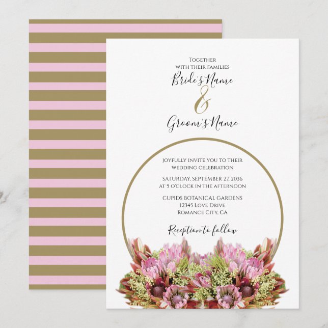Invitaciones rusticas a la boda de Bouquet de Flor (Anverso / Reverso)