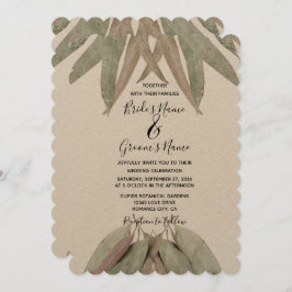 Invitaciones rusticas a la boda de la hoja de euca