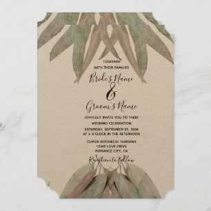 Invitaciones rusticas a la boda de la hoja de euca