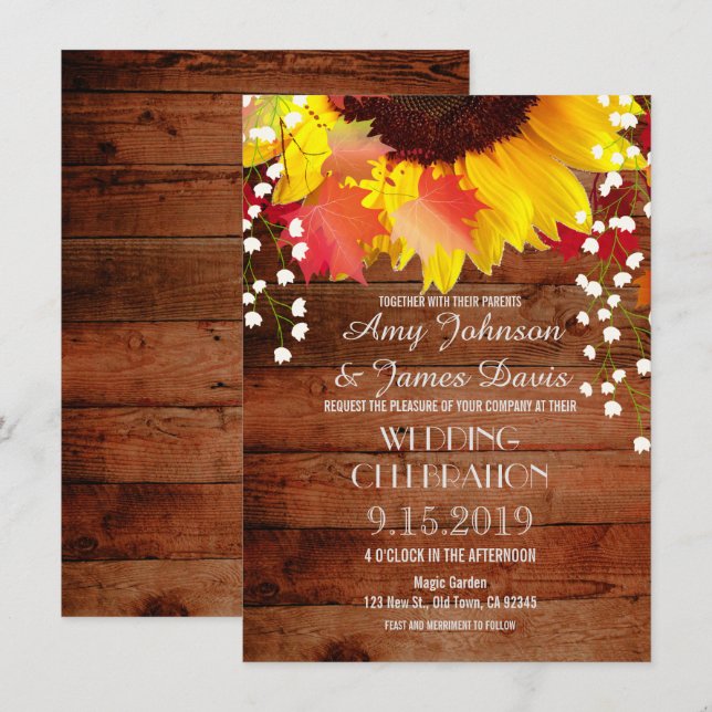 Invitaciones rusticas a la boda de la madera de un (Anverso / Reverso)