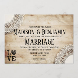 Invitaciones rusticas a la boda de la madera y el 