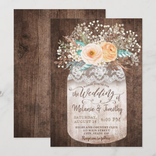 Invitaciones rusticas a la boda de maderas Mason J