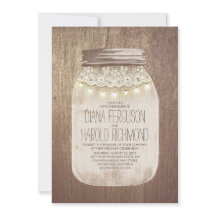 Invitaciones rusticas a la boda de Mason Jar
