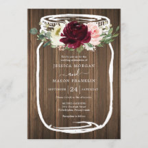 Invitaciones rusticas a la boda de Mason Jar
