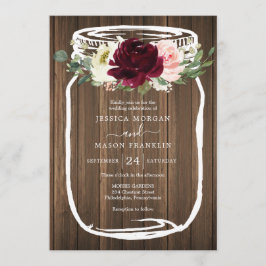Invitaciones rusticas a la boda de Mason Jar