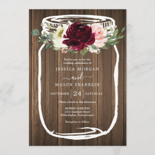 Invitaciones rusticas a la boda de Mason Jar