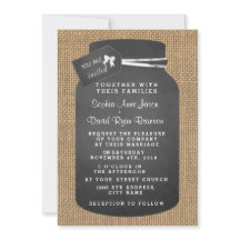 Invitaciones rusticas a la boda de Mason Jar Burla