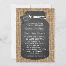 Invitaciones rusticas a la boda de Mason Jar Burla