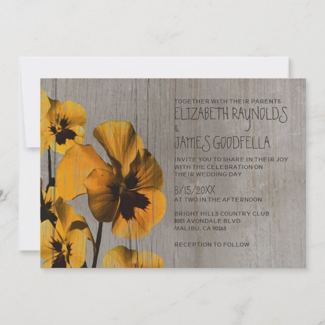 Invitaciones rusticas a la boda de panchería (Anverso)