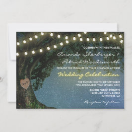 Invitaciones rusticas a la boda de roble de corazó