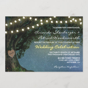 Invitaciones rusticas a la boda de roble de corazó