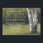 Invitaciones rusticas a la boda de un árbol de ave<br><div class="desc">Las rústicas invitaciones a la boda de la Boda de los Árboles de Aves del Corazón esculpida - presentan un bosque de abedules blancos en un ambiente rústico con un árbol de abedules en el que se pueden "tallar" las iniciales. La celebración boda y la recepción a seguir están impresas...</div>