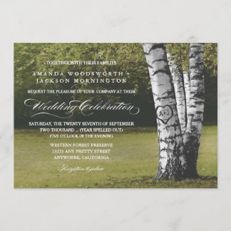 Invitaciones rusticas a la boda de un árbol de ave