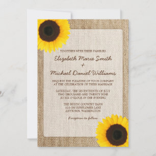 Invitaciones rusticas a la boda del girasol