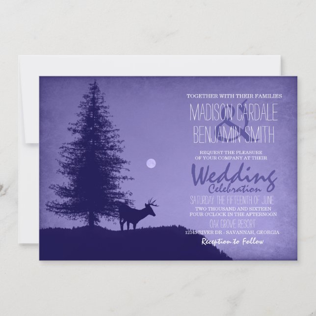Invitaciones rusticas a la boda púrpura de la púrp (Anverso)
